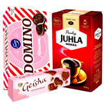 Dominokeksi Marianne, Geisha suklaakuorrutekeksi, Juhla mokka kahvi